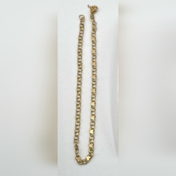 10k Yellow Gold Retro Heart Mirror Bracelet. 8" - Picture 15 of 15